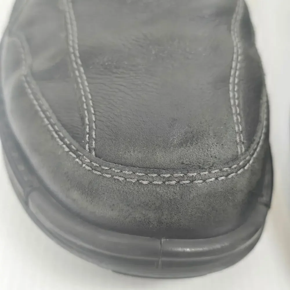Ecco Mens 11 Dress Loafers Fusion Leather Black Slip On Academia Grandpa Preppy